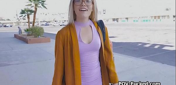  Blonde librarian wants to earn extra on pov video
